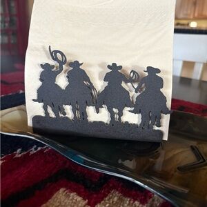 Cowboy Silhouette Black Metal Napkin Holder